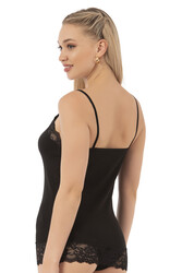 Özkan 25531 Kadın Pamuklu Modal Esnek Rahat Dantel Detaylı İnce Askılı Atlet - Thumbnail