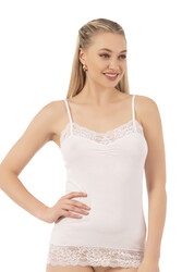 Özkan 25531 Kadın Pamuklu Modal Esnek Rahat Dantel Detaylı İnce Askılı Atlet - Thumbnail