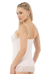 Özkan 25531 Kadın Pamuklu Modal Esnek Rahat Dantel Detaylı İnce Askılı Atlet - Thumbnail