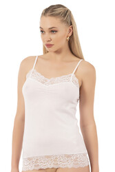 Özkan 25531 Kadın Pamuklu Modal Esnek Rahat Dantel Detaylı İnce Askılı Atlet - Thumbnail