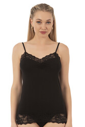 Özkan 25531 Kadın Pamuklu Modal Esnek Rahat Dantel Detaylı İnce Askılı Atlet - Thumbnail