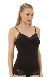 Özkan 25531 Kadın Pamuklu Modal Esnek Rahat Dantel Detaylı İnce Askılı Atlet - Thumbnail