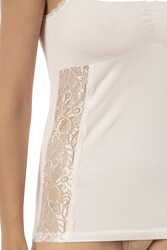Özkan 25586 Kadın Pamuklu V Yaka Dantel Detaylı Kalın Askılı Süprem Atlet - Thumbnail