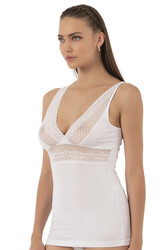 Özkan 25591 Kadın Pamuklu Modal Ön Kısmı Dantel Detaylı Kalın Askılı Atlet - Thumbnail