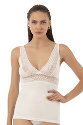 Özkan 25591 Kadın Pamuklu Modal Ön Kısmı Dantel Detaylı Kalın Askılı Atlet - Thumbnail