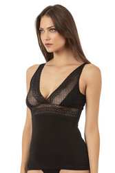 Özkan 25591 Kadın Pamuklu Modal Ön Kısmı Dantel Detaylı Kalın Askılı Atlet - Thumbnail