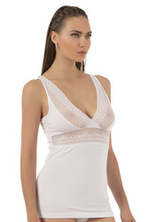 Özkan 25591 Kadın Pamuklu Modal Ön Kısmı Dantel Detaylı Kalın Askılı Atlet - Thumbnail