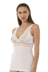 Özkan 25591 Kadın Pamuklu Modal Ön Kısmı Dantel Detaylı Kalın Askılı Atlet - Thumbnail