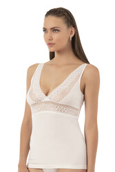 Özkan 25591 Kadın Pamuklu Modal Ön Kısmı Dantel Detaylı Kalın Askılı Atlet - Thumbnail