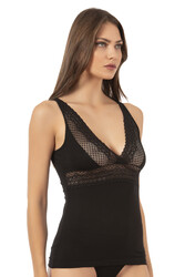 Özkan 25591 Kadın Pamuklu Modal Ön Kısmı Dantel Detaylı Kalın Askılı Atlet - Thumbnail