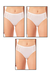 Özkan 25592 3'lü Paket Kadın Pamuklu Modal Esnek Rahat Dantelli Bato Külot - Thumbnail
