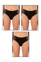 Özkan 25592 3'lü Paket Kadın Pamuklu Modal Esnek Rahat Dantelli Bato Külot - Thumbnail