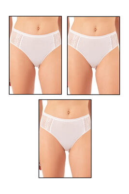 Özkan Underwear - Özkan 25592 3'lü Paket Kadın Pamuklu Modal Esnek Rahat Dantelli Bato Külot