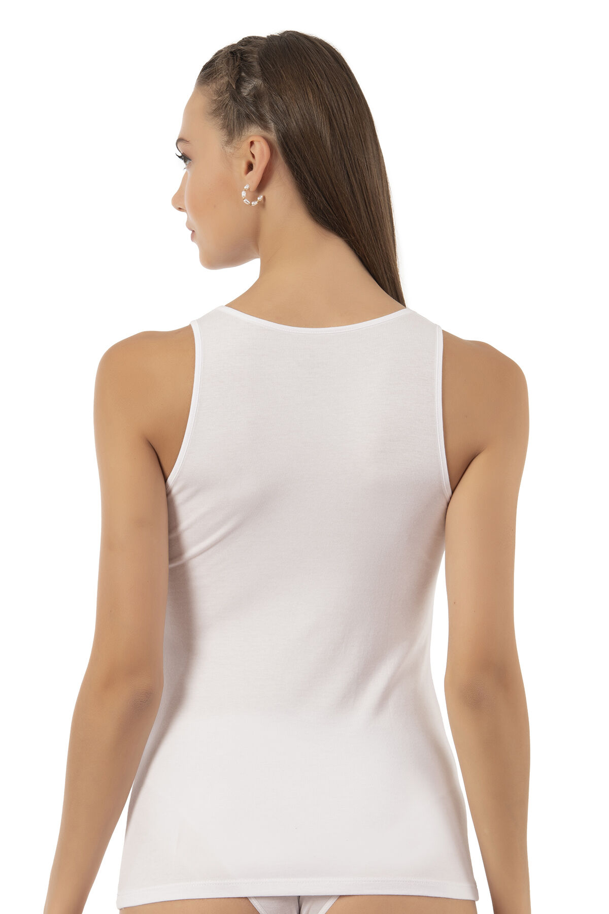 Özkan 25594 Kadın Pamuklu Modal Önü Dantel Detaylı Esnek Rahat Kalın Askılı Atlet