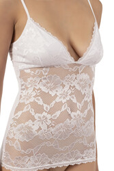 Özkan 25596 Kadın Pamuklu Modal Esnek Rahat Dantelli V Yaka İnce Askılı Atlet - Thumbnail