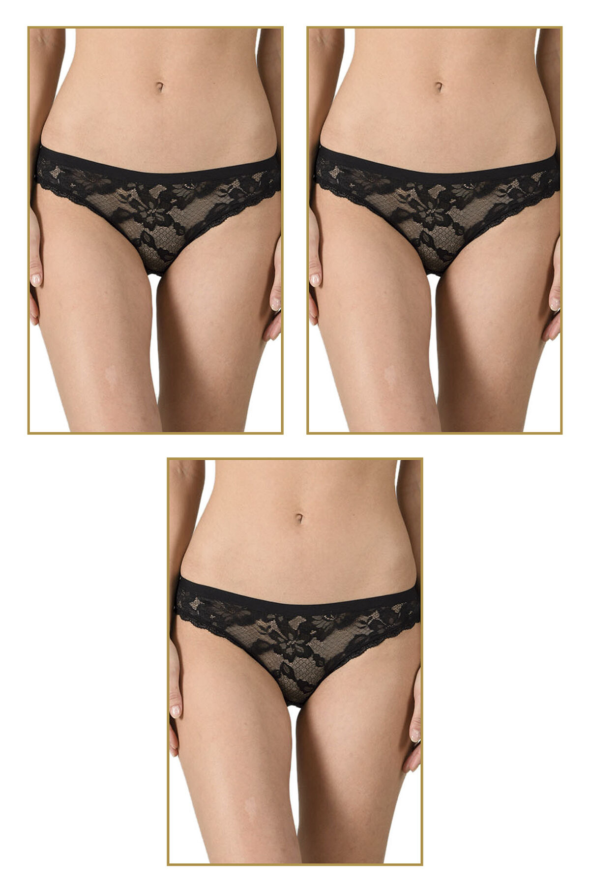 Özkan 25597 3'lü Paket Kadın Modal Pamuklu Dantelli Slip Külot