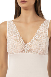 Özkan 25610 Kadın Pamuklu Likralı Dantelli Kalın Askılı Süprem Atlet - Thumbnail