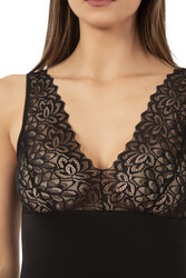 Özkan 25610 Kadın Pamuklu Likralı Dantelli Kalın Askılı Süprem Atlet - Thumbnail