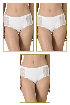 Özkan Underwear - Özkan 25611 3'lü Paket Kadın Süprem Likralı Pamuklu Slip Bato Külot