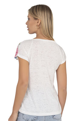 Özkan Underwear - Özkan 25792 Kadın Viskon Premium Kumaş Kısa Kollu Örme Bluz Önü Baskılı Likralı (1)