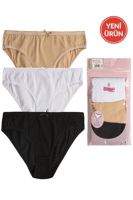 Özkan Underwear - Özkan 25805 Kadın 3'lü Paket Pamuklu Esnek Rahat Slip Bikini Külot