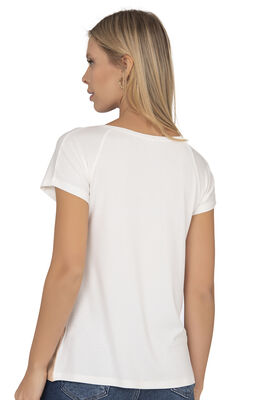 Özkan Underwear - Özkan 25874 Kadın Vorteks Viskon Premium Kumaş Taş Detaylı Kısa Kollu Örme Bluz (1)