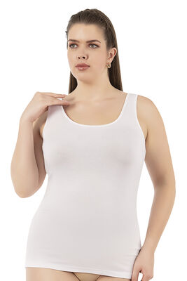 Özkan Underwear - Özkan 25922 Kadın Viskon Esnek Yumuşak Kalın Askılı Yuvarlak Yaka Büyük Beden Örme Atlet