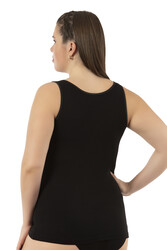 Özkan 25922 Kadın Viskon Esnek Yumuşak Kalın Askılı Yuvarlak Yaka Büyük Beden Örme Atlet - Thumbnail