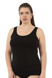 Özkan 25922 Kadın Viskon Esnek Yumuşak Kalın Askılı Yuvarlak Yaka Büyük Beden Örme Atlet - Thumbnail