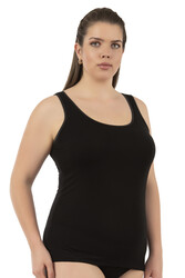 Özkan 25922 Kadın Viskon Esnek Yumuşak Kalın Askılı Yuvarlak Yaka Büyük Beden Örme Atlet - Thumbnail