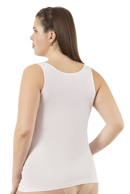 Özkan Underwear - Özkan 25922 Kadın Viskon Esnek Yumuşak Kalın Askılı Yuvarlak Yaka Büyük Beden Örme Atlet (1)