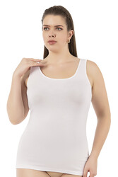 Özkan 25922 Kadın Viskon Esnek Yumuşak Kalın Askılı Yuvarlak Yaka Büyük Beden Örme Atlet - Thumbnail