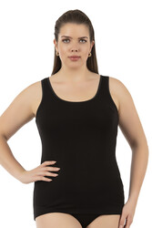 Özkan 25922 Kadın Viskon Esnek Yumuşak Kalın Askılı Yuvarlak Yaka Büyük Beden Örme Atlet - Thumbnail