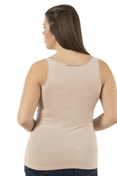 Özkan 25922 Kadın Viskon Esnek Yumuşak Kalın Askılı Yuvarlak Yaka Büyük Beden Örme Atlet - Thumbnail