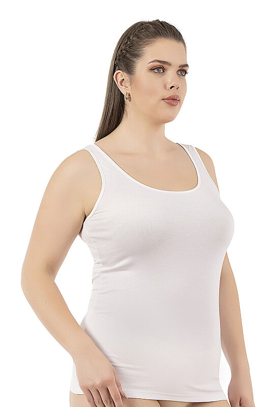 Özkan 25922 Kadın Viskon Esnek Yumuşak Kalın Askılı Yuvarlak Yaka Büyük Beden Örme Atlet - 16