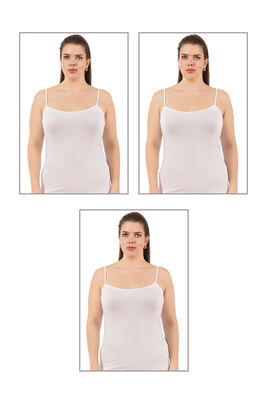 Özkan Underwear - Özkan 25923 3'lü Paket Kadın Viskon İp Askılı Biyeli Yumuşak İnce Askılı Büyük Geniş Beden Atlet