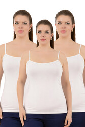 Özkan 25923 3'lü Paket Kadın Viskon İp Askılı Biyeli Yumuşak İnce Askılı Büyük Geniş Beden Atlet - Thumbnail