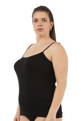 Özkan 25923 3'lü Paket Kadın Viskon İp Askılı Biyeli Yumuşak İnce Askılı Büyük Geniş Beden Atlet - Thumbnail