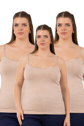 Özkan 25923 3'lü Paket Kadın Viskon İp Askılı Biyeli Yumuşak İnce Askılı Büyük Geniş Beden Atlet - Thumbnail