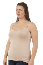 Özkan 25923 3'lü Paket Kadın Viskon İp Askılı Biyeli Yumuşak İnce Askılı Büyük Geniş Beden Atlet - Thumbnail