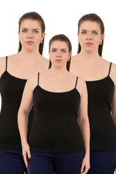 Özkan 25923 3'lü Paket Kadın Viskon İp Askılı Biyeli Yumuşak İnce Askılı Büyük Geniş Beden Atlet - Thumbnail