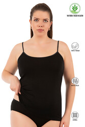 Özkan 25923 3'lü Paket Kadın Viskon İp Askılı Biyeli Yumuşak İnce Askılı Büyük Geniş Beden Atlet - Thumbnail