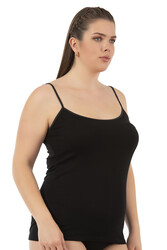 Özkan 25923 3'lü Paket Kadın Viskon İp Askılı Biyeli Yumuşak İnce Askılı Büyük Geniş Beden Atlet - Thumbnail