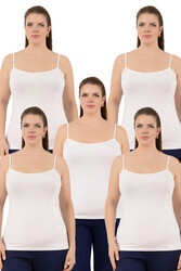 Özkan 25923 5'li Paket Kadın Viskon İp Askılı Biyeli Yumuşak İnce Askılı Büyük Geniş Beden Atlet - Thumbnail