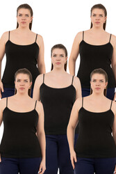 Özkan 25923 5'li Paket Kadın Viskon İp Askılı Biyeli Yumuşak İnce Askılı Büyük Geniş Beden Atlet - Thumbnail