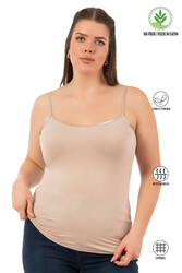 Özkan 25923 5'li Paket Kadın Viskon İp Askılı Biyeli Yumuşak İnce Askılı Büyük Geniş Beden Atlet - Thumbnail