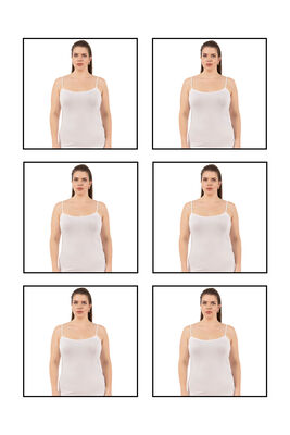 Özkan Underwear - Özkan 25923 6'lı Paket Kadın Viskon İp Askılı Biyeli Yumuşak İnce Askılı Büyük Geniş Beden Atlet