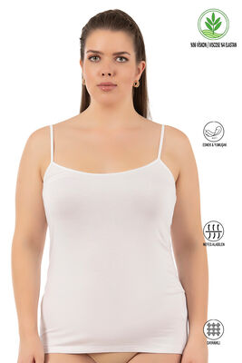 Özkan Underwear - Özkan 25923 Kadın Viskon Saten Biyeli Esnek Yumuşak Rahat Büyük Beden Atlet