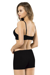 Özkan 25993 Kadın Pamuklu İnce Askılı Dolgusuz Balensiz Sütyen Bralet Boxer Takım - Thumbnail