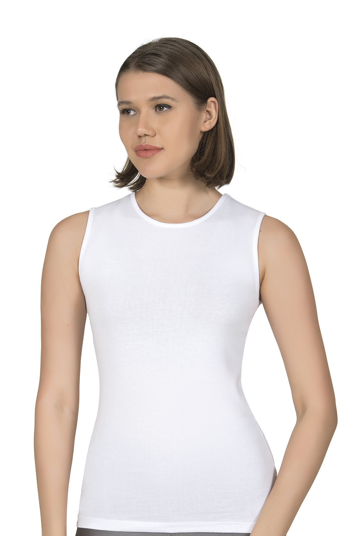 Özkan 26061 Kadın Pamuklu Sıfır Kol Bisiklet Yaka Body